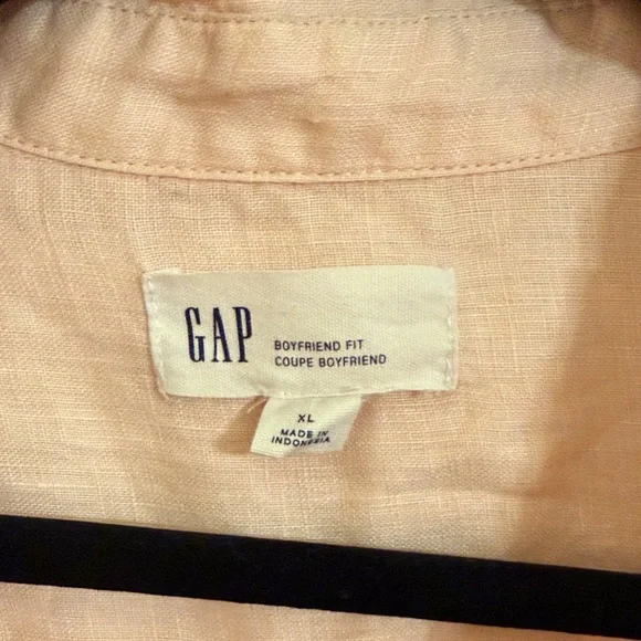 GAP Vintage Boyfriend Fit Linen Peach Button-Down Shirt - Picture 2 of 5